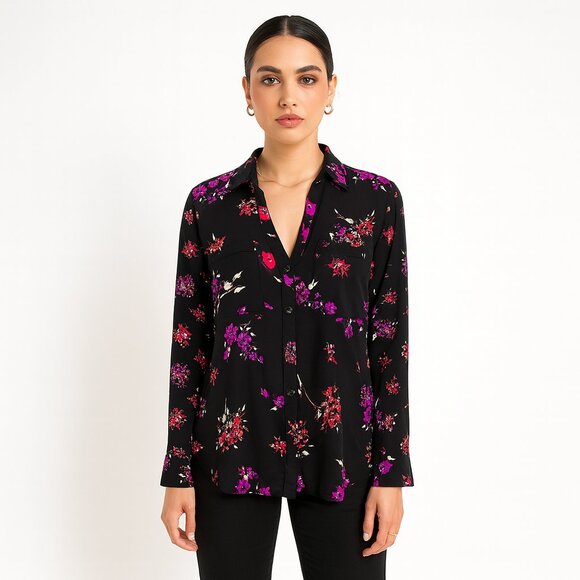 Express Portofino Shirt Black Floral S - Picture 6 of 6